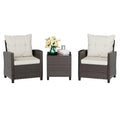 3 Piece Wicker Rattan Patio Furniture Set with Glass Table I2232