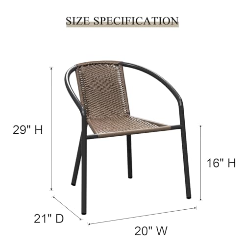 Stackable Wicker Rattan Outdoor Chairs Set of 4 M57869