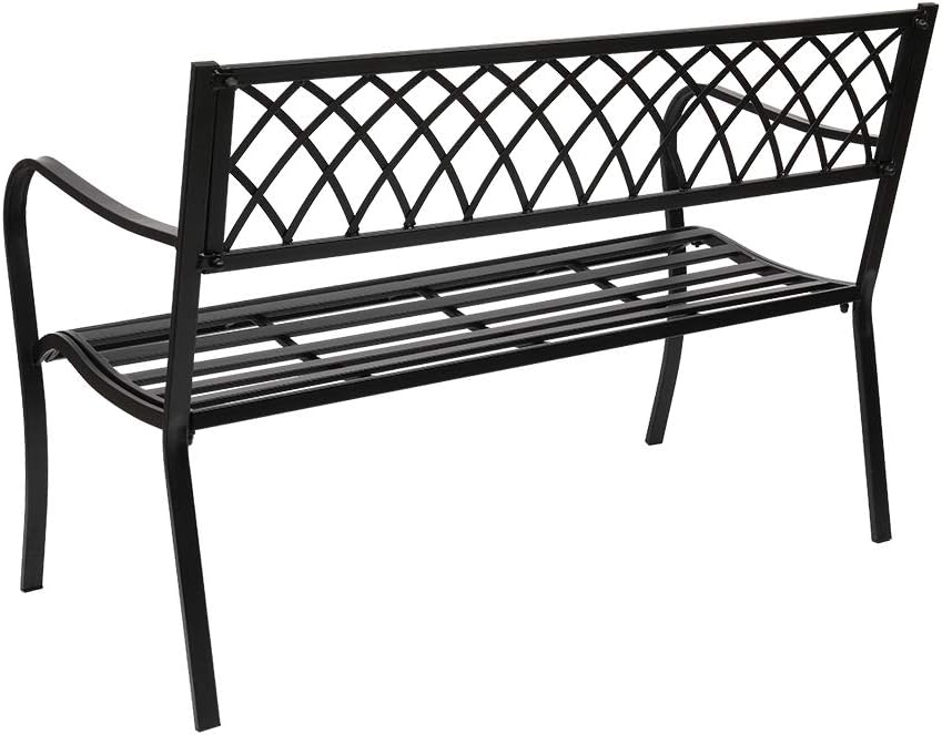 Black Powder Coated Cast Iron Steel Patio Bench K152166