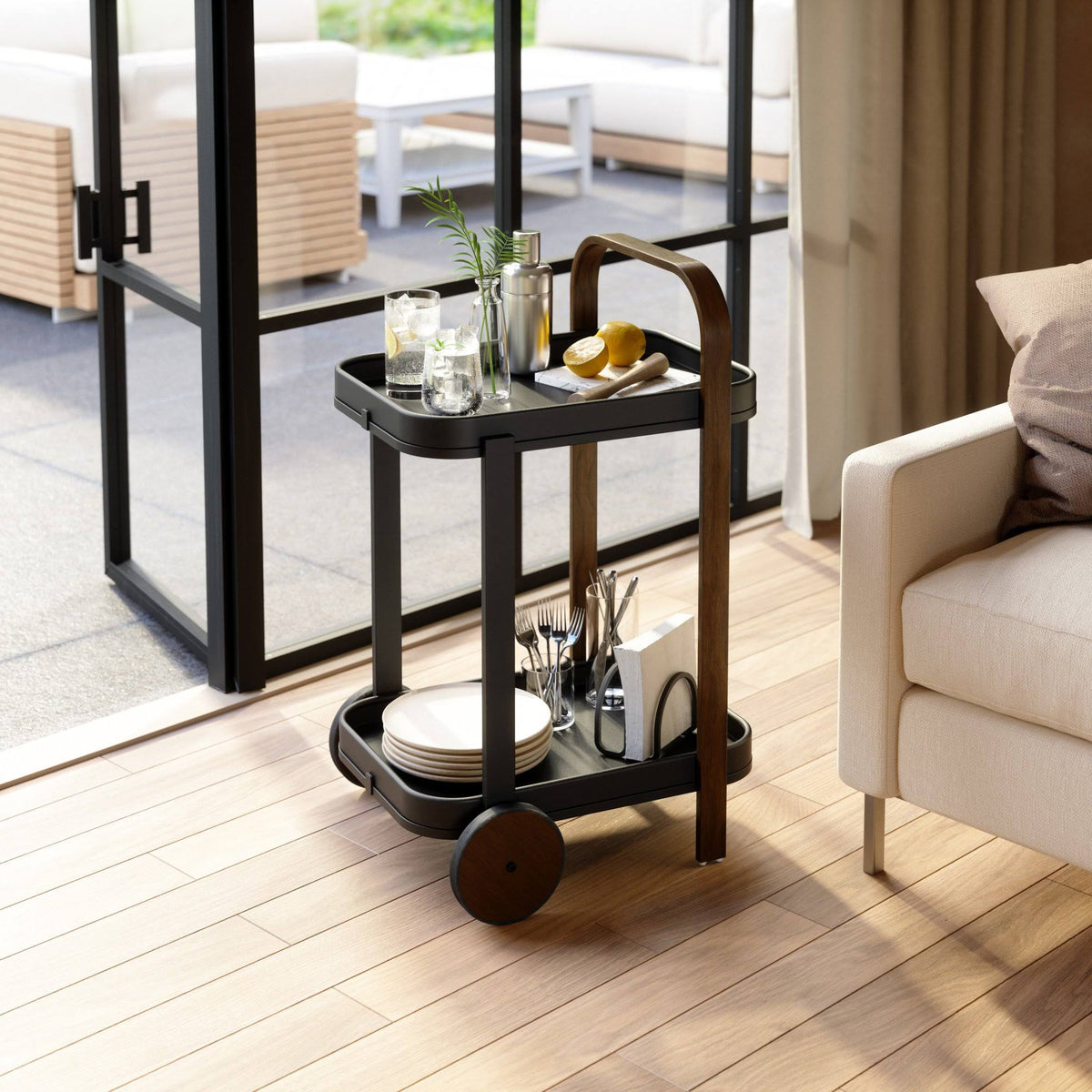 White-Natural Bar & Serving Cart N999
