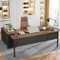 70.8" L Shaped Computer Desk with File Cabinet I4558