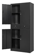 White Metal Locking Storage Cabinet with Adjustable Shelves and One Drawer S317262