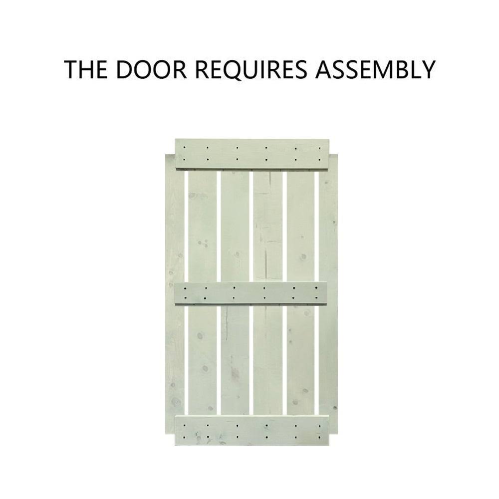 Sage Green Stained Solid Pine Wood Interior Double Sliding Barn Door with Hardware Kit W148531