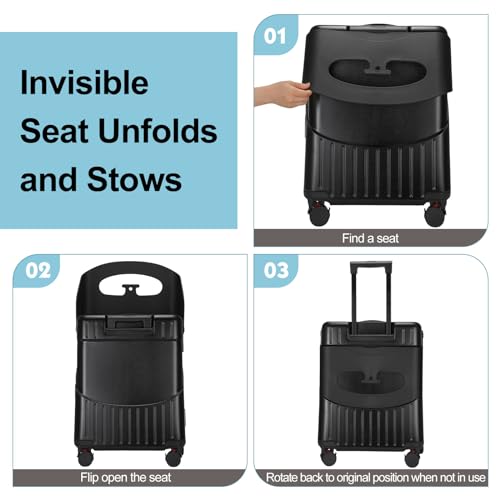 Black 22 Inch Expandable Ride on Suitcase with Spinner Wheels N15987