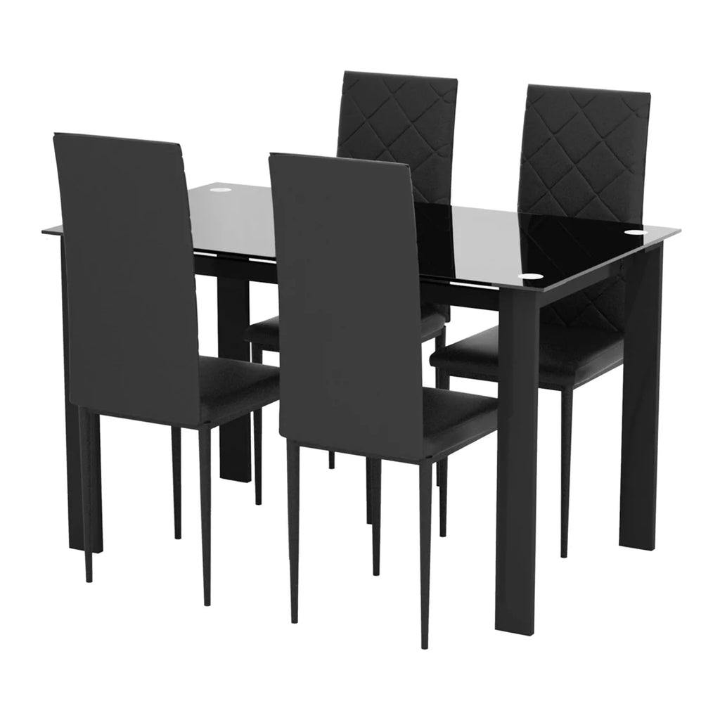 Black Glass Top Metal Frame Dining Table F726