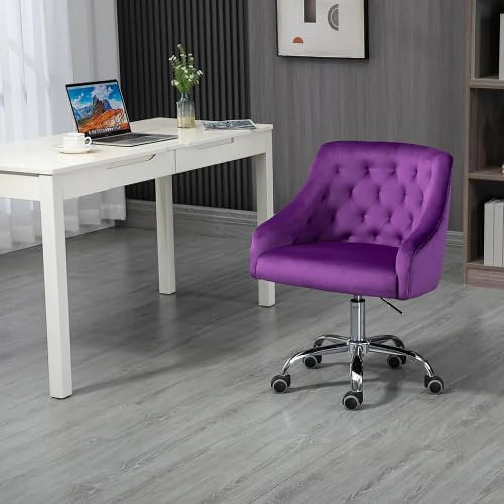 Blue Velvet Adjustable Swivel Desk Chair U581362