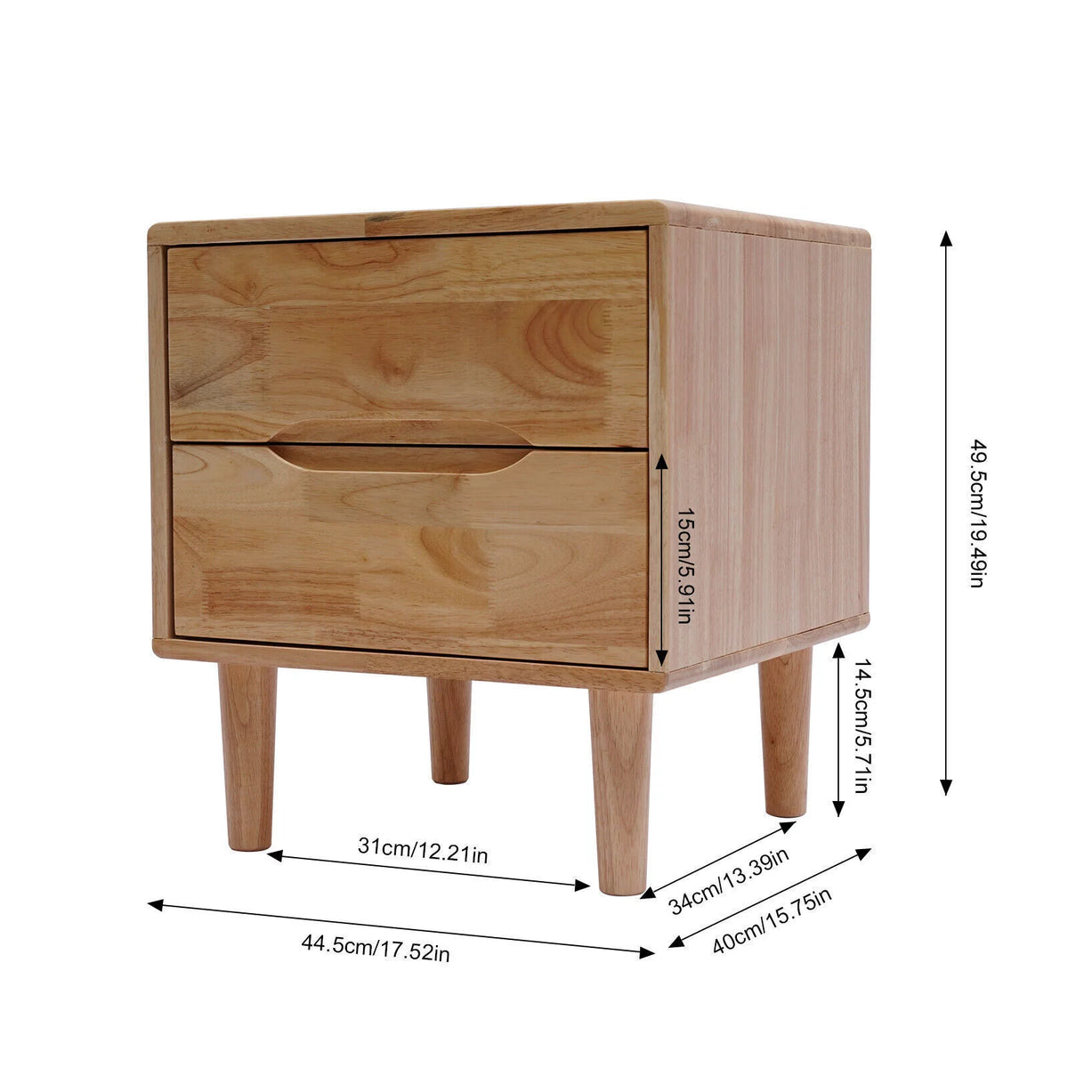 Mid Century Wood Nightstand with 2 Drawers R1275