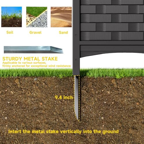 4 Panels Resin Privacy Screen with Metal Stake C91427