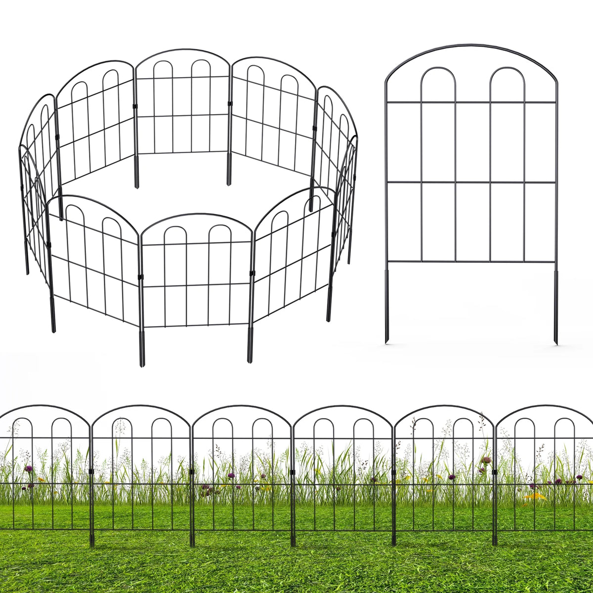 Coated Metal RustProof Folding Garden Fence D57140