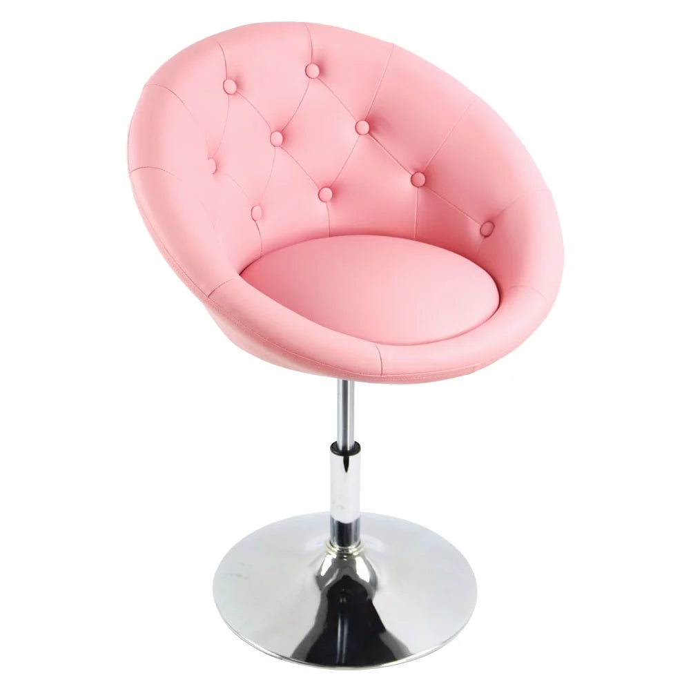 Pink PU Leather Tufted Adjustable Swivel Accent Chair V34190