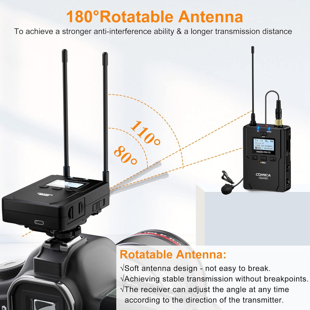 UHF Wireless Lavalier Microphone with Real-time Storage, Dual-Channel Q20192