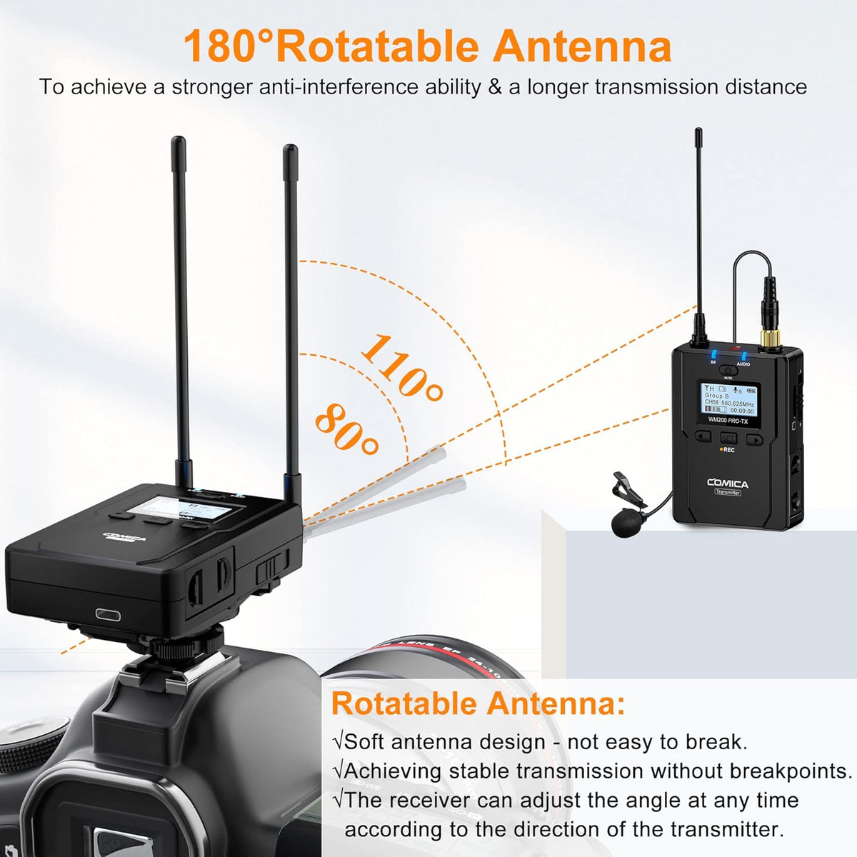 UHF Wireless Lavalier Microphone with Real-time Storage, Dual-Channel Q20192