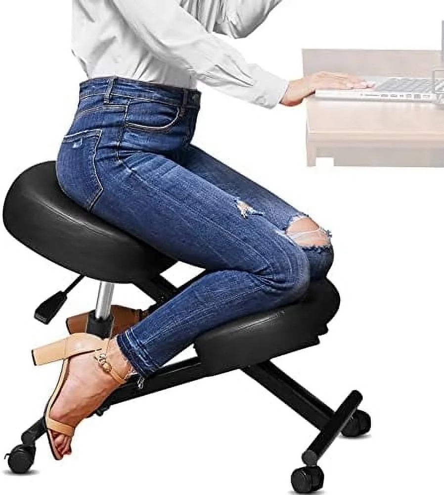 Height Adjustable Kneeling Chair with Foam Cushions and Casters X226976