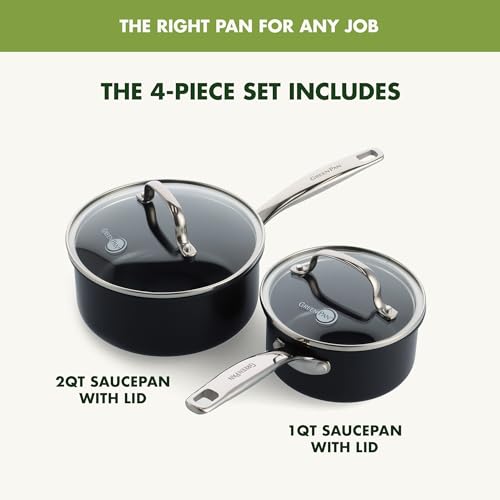 Black 3QT Hard Anodized Ceramic Nonstick Saucepan Pot with Lid L59954