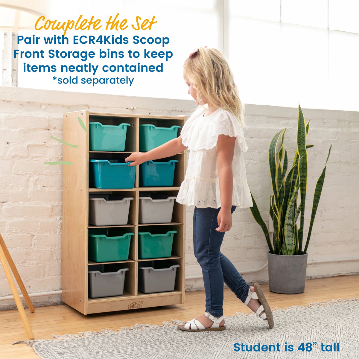 10 Cubby Mobile Tray Storage Cabinet V192