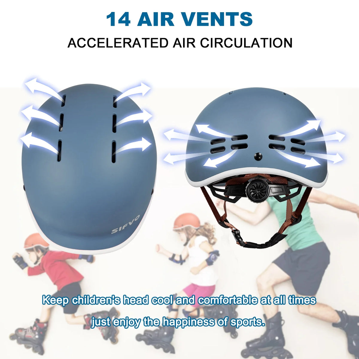 Kids Bike Helmet Skateboard Helmet Scooter Helmet Adjustable Durable（51-57cm） A279532