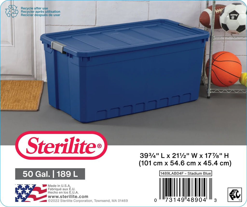 50 Gallon Plastic Stacker Tote, Blue F977919