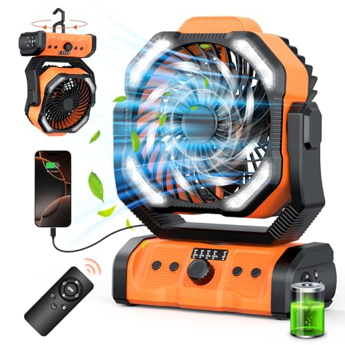 Portable Rechargeable Oscillating Camping Fan with LED Lantern O54362