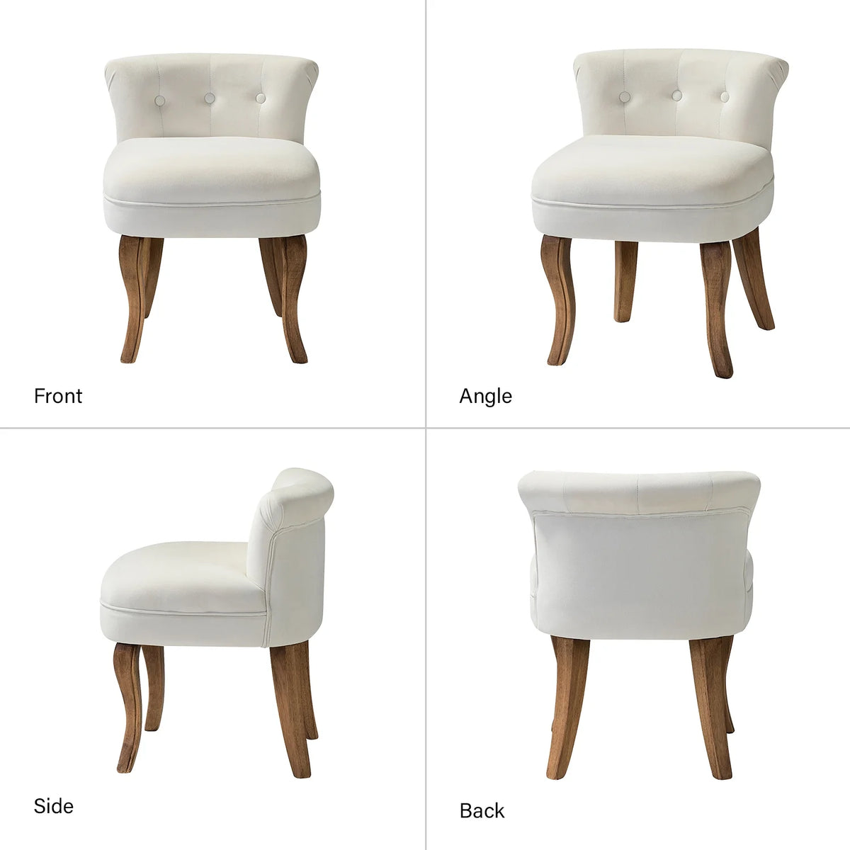 Ivory Velvet Vanity Stool J8902