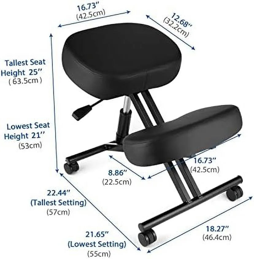 Height Adjustable Kneeling Chair with Foam Cushions and Casters X226976