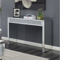 Rectangular Sofa Table Silver and Clear Mirror Y3911