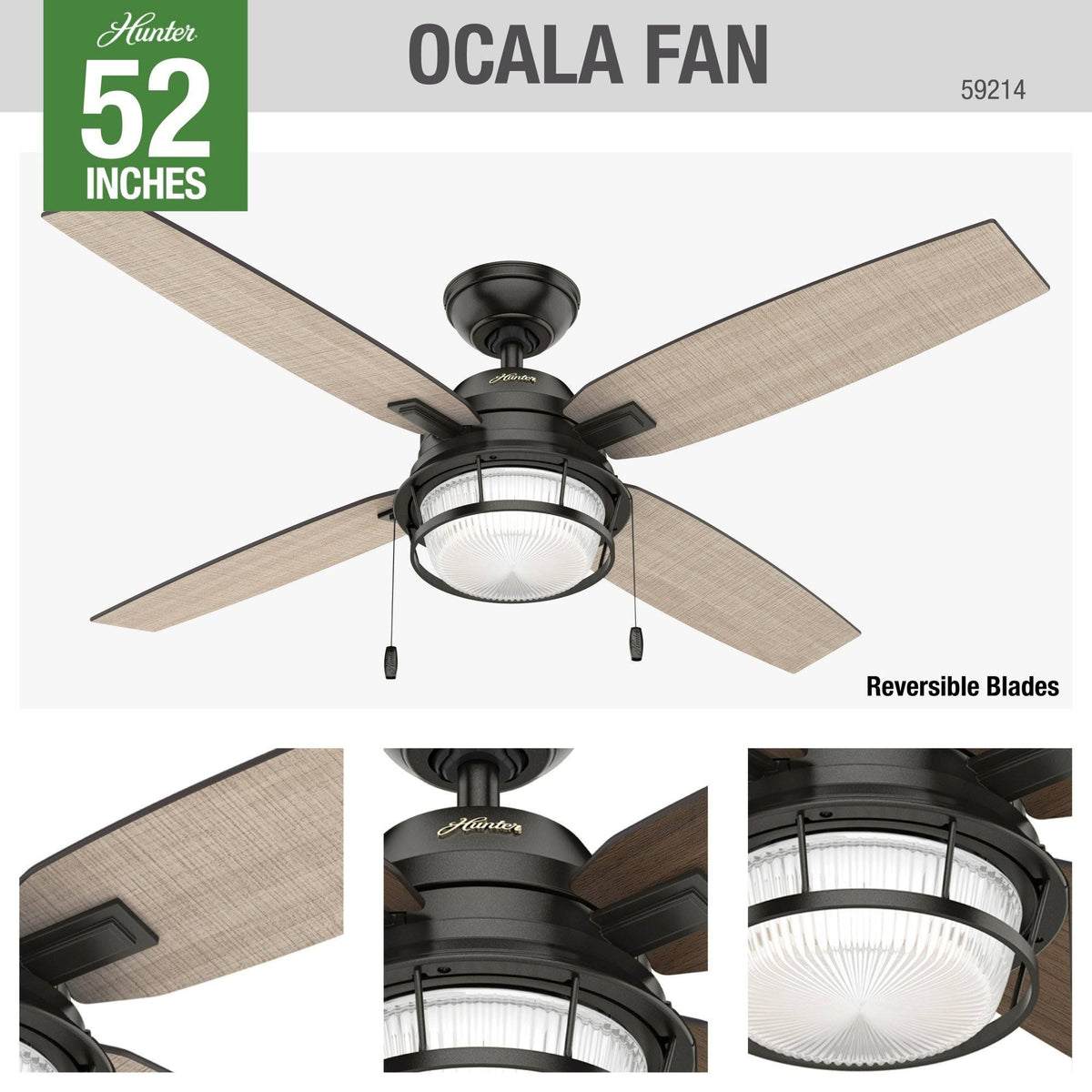 52 in. Ceiling Fan with Light W47525