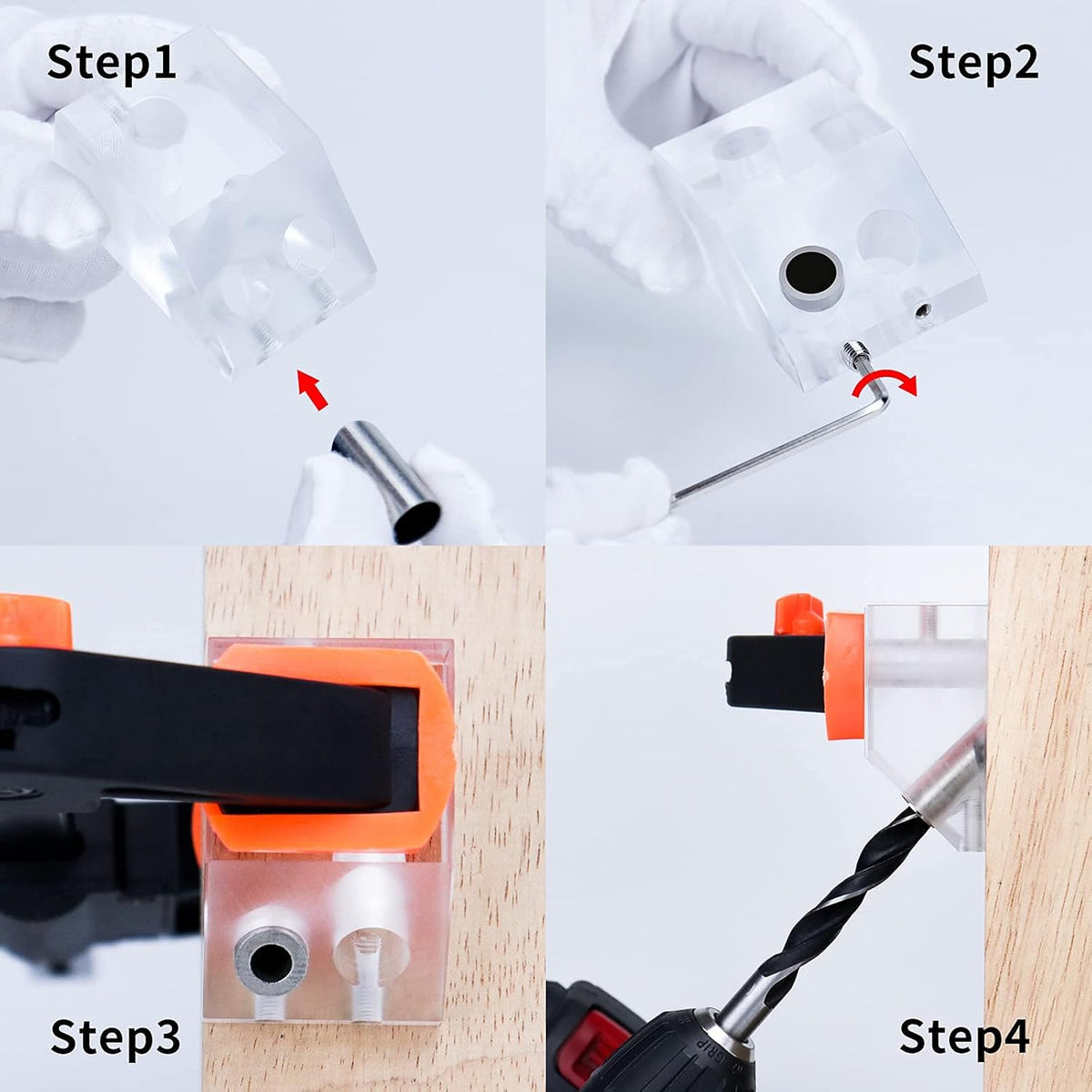 Drill Guide for Cable Railing, Portable Multi-Angle Jig, Hole Size from 3/16" to 3/8" W8778