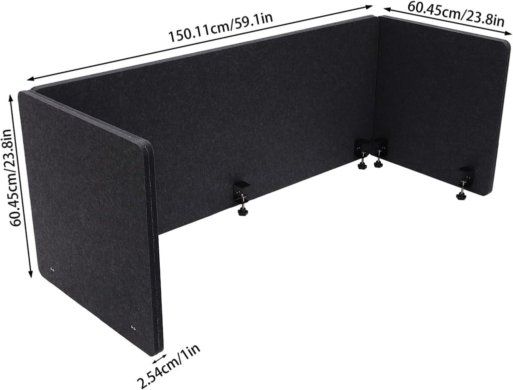 Dark Gray Acoustic Desk Privacy Panel, 59"L x 24"W T915
