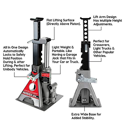 3 Ton Bottle Jack and Jack Stands with 6000 Pound Capacity R911