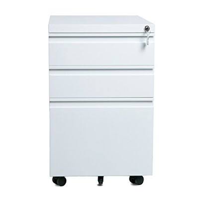 3-Drawer Mobile Metal File Cabinet with Keys R999