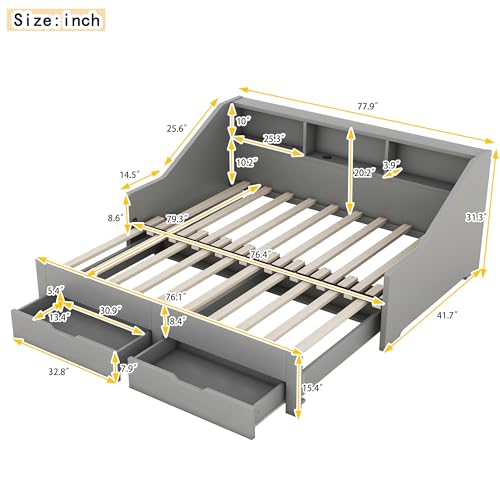 White Wood Twin to King Daybed with Trundle and Storage B2643