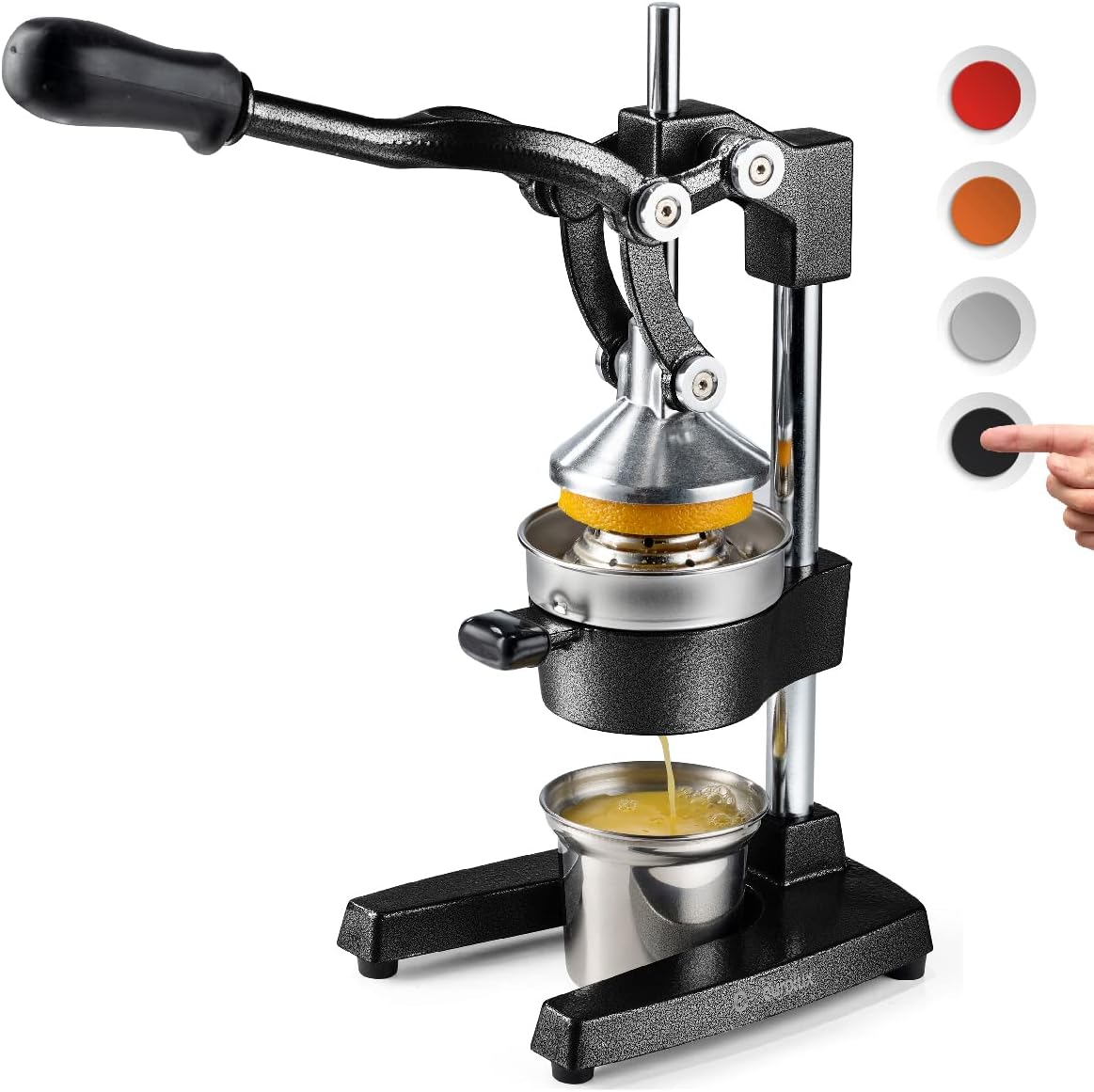 Cast Iron Citrus Juicer Manual Hand Press with Stainless Steel Cup (Red) P45275
