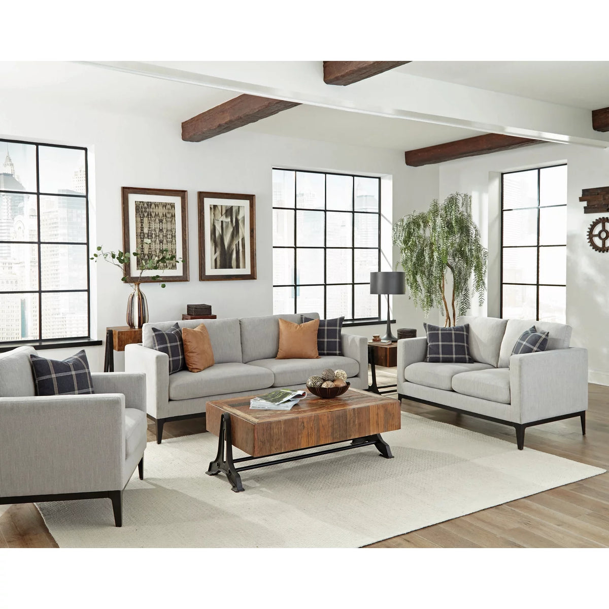 Light Gray Upholstered Fabric Sofa G803955