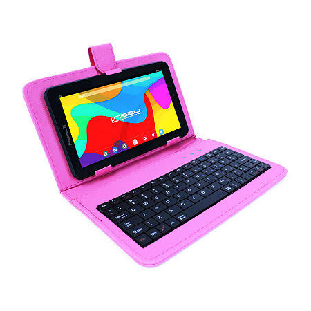 7 in. 2GB Ram 32GB Storage Android 10 Tablet with Pink Leather Keyboard, Holder and Pen U6659