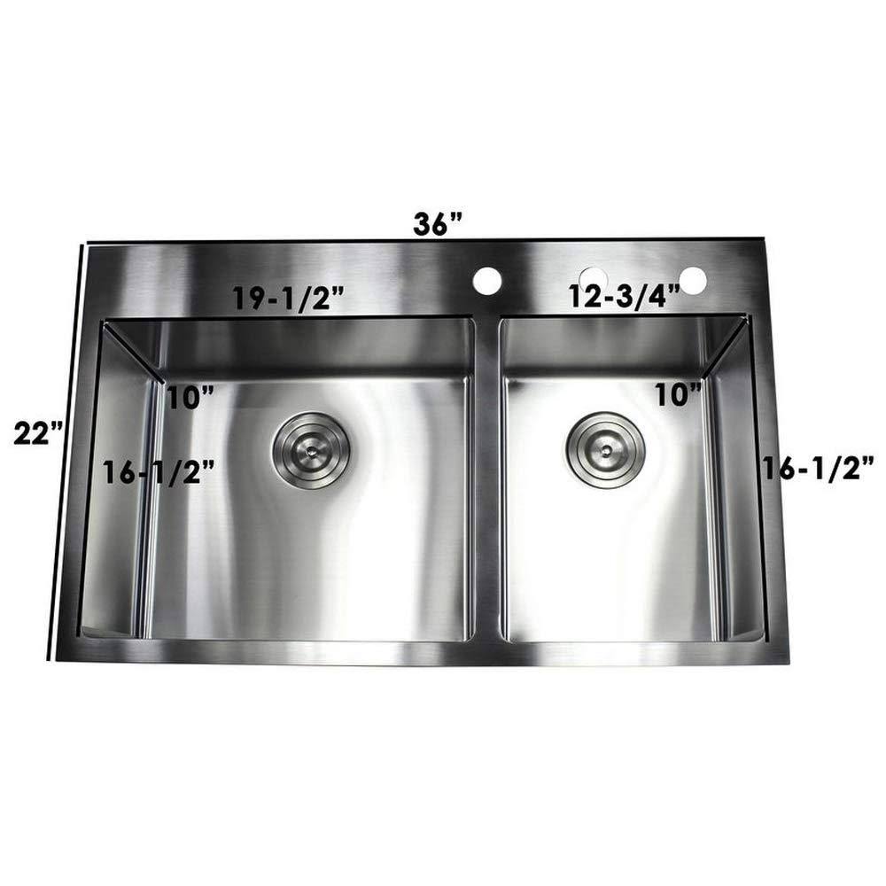33 inch Drop in Stainless Steel Kitchen Sink 16 Gauge Double Bowl H971332
