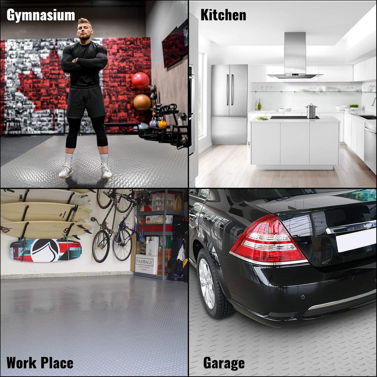 4.9x19ft Anti-Slide Diamond Texture Vinyl Garage Floor Mat G76086