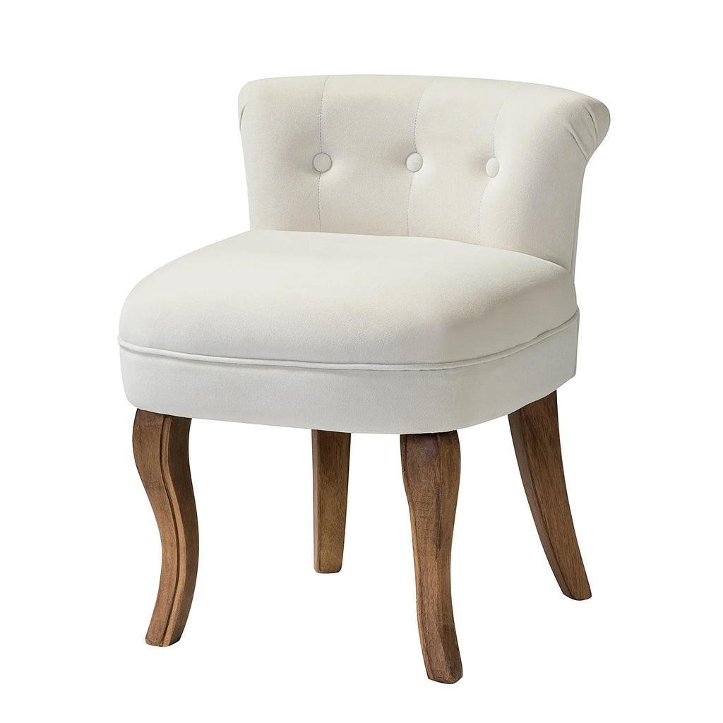 Ivory Velvet Vanity Stool J8902
