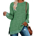 Green Long Sleeve Color Block Tunic Tops S313578