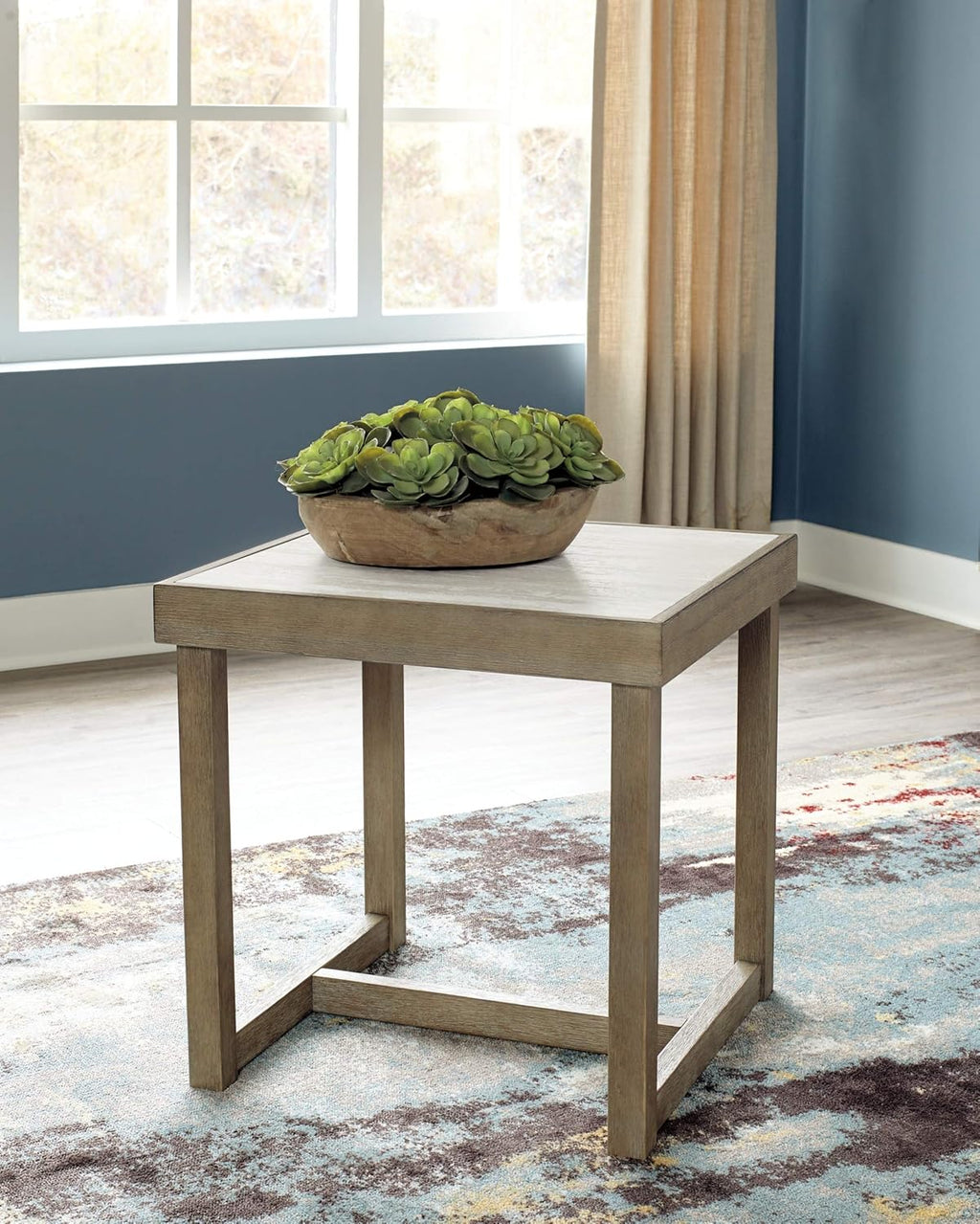 Contemporary End Table with Faux Carrara Marble Top P2046