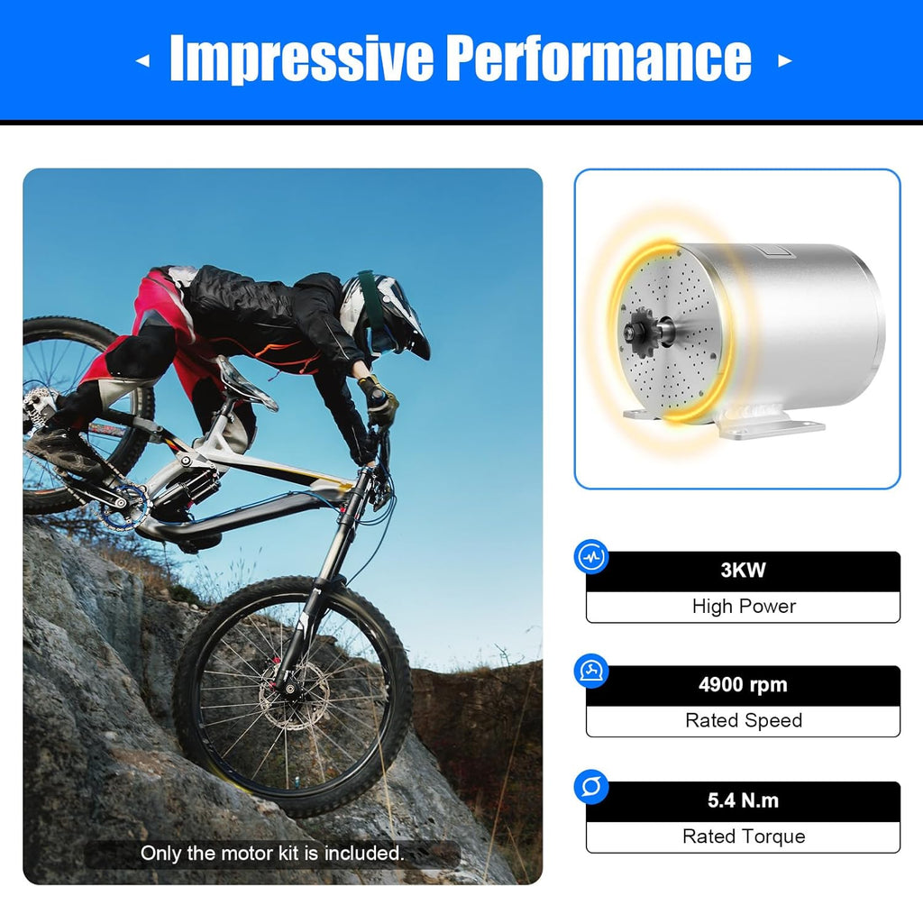 48-72V 3000W 6000RPM Brushless Motor Kit S923448