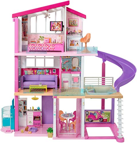 Dollhouse with Pool, Slide, Elevator, Lights, Sounds and 70+ Accessories P376