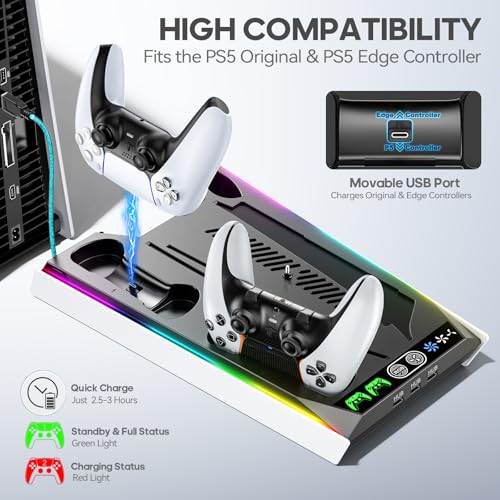 PS5 Stand with Cooling Fan and Charging Station S55768