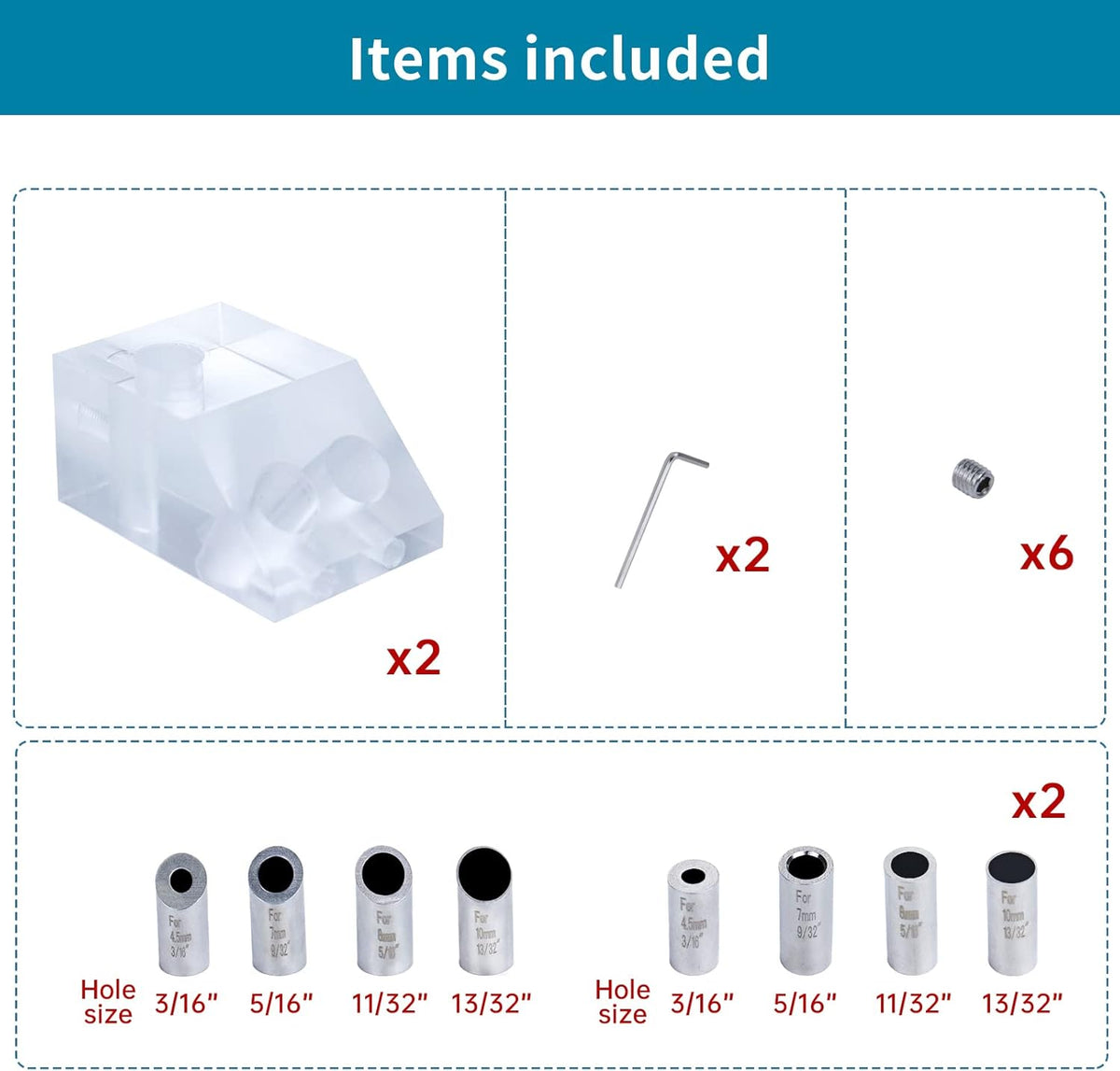 Drill Guide for Cable Railing, Portable Multi-Angle Jig, Hole Size from 3/16" to 3/8" W8778