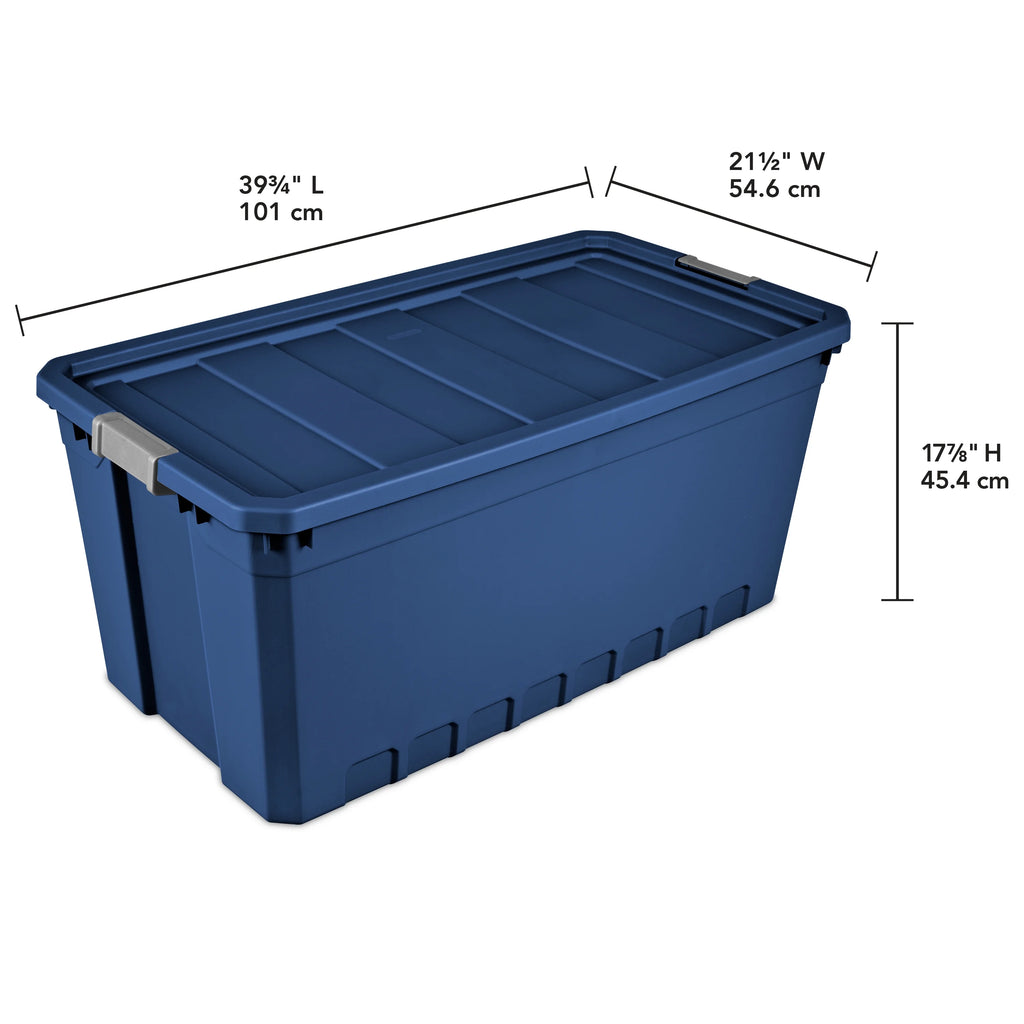 50 Gallon Plastic Stacker Tote, Blue F977919