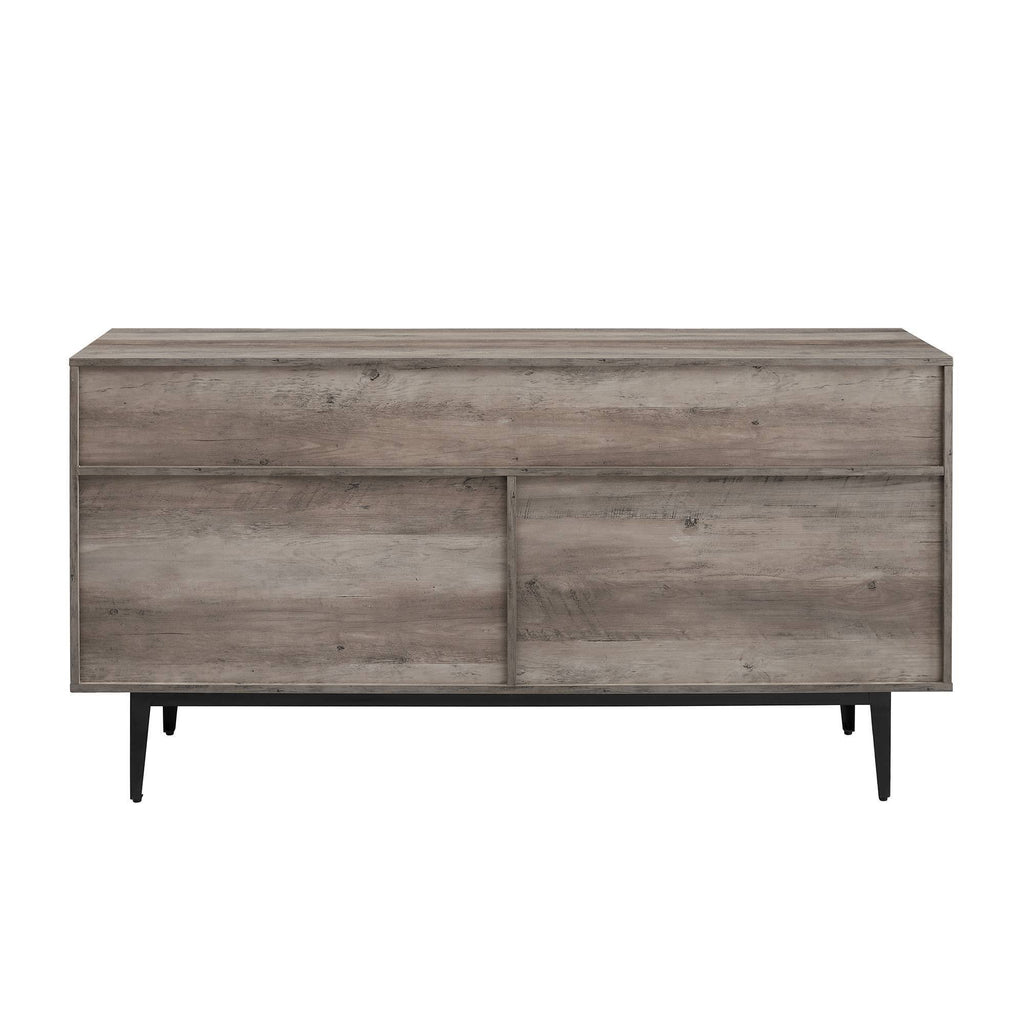 60x22 Asymmetrical 2 Drawer Sideboard Faux White Marble Gray Wash J789603