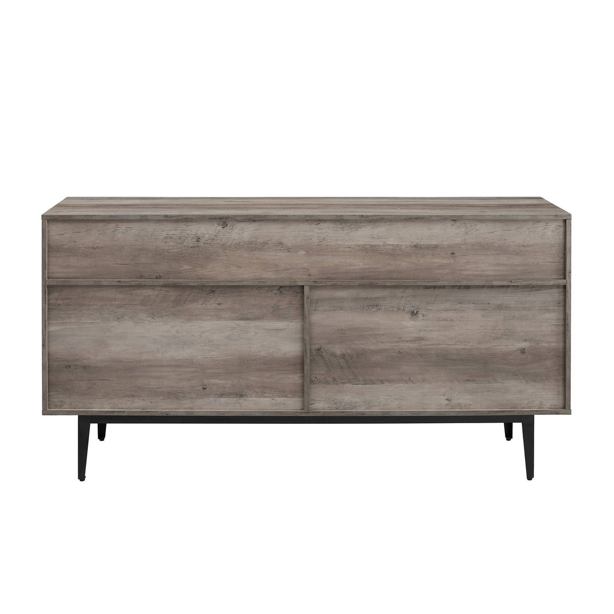 60x22 Asymmetrical 2 Drawer Sideboard Faux White Marble Gray Wash J789603
