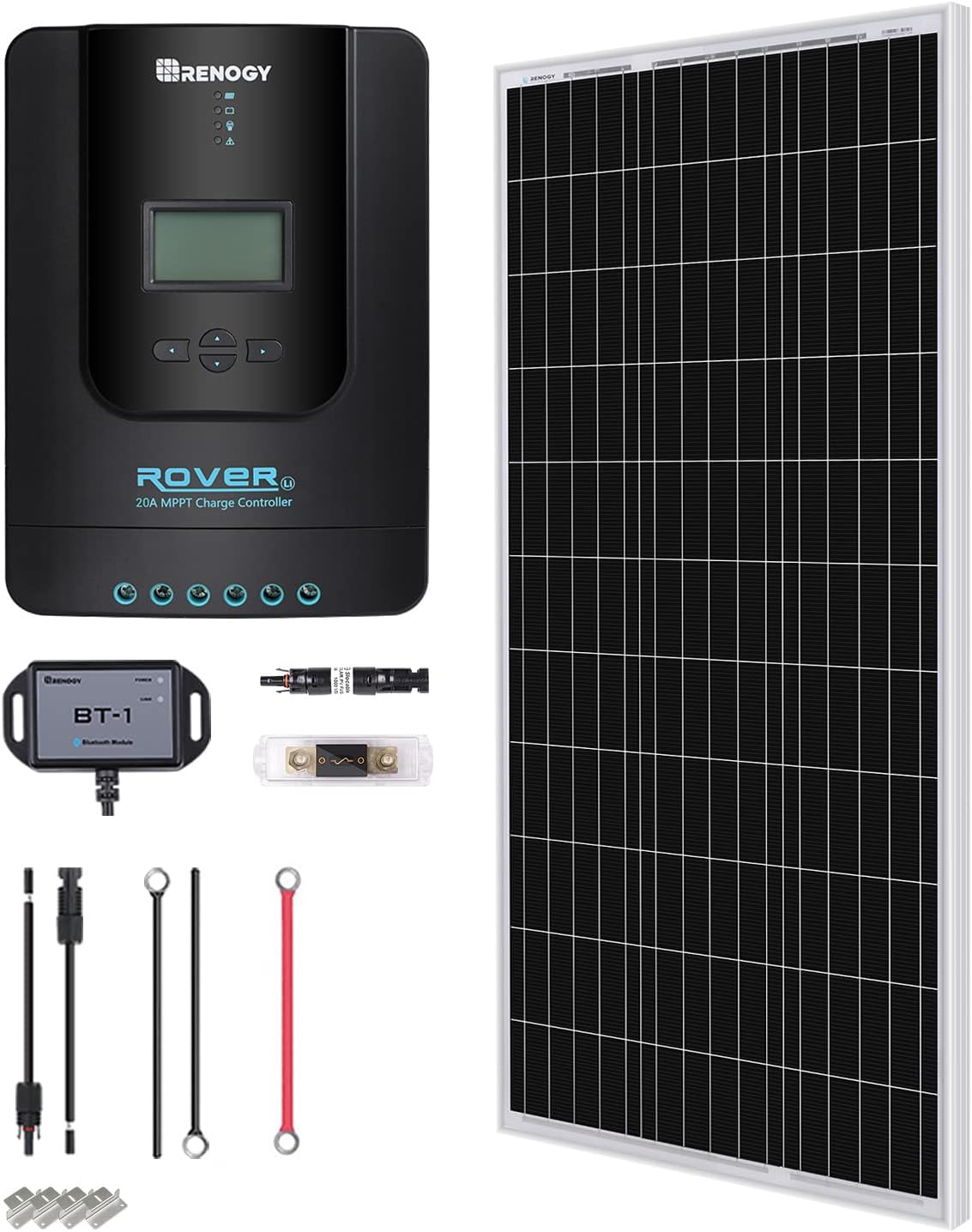 400 Watt 12 Volt 4 Pcs 100W Solar Panel with Charge Controller and Mounting Brackets A327210