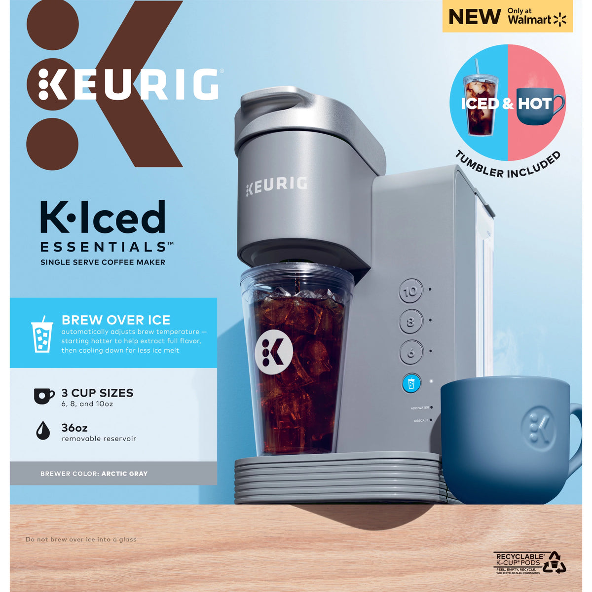 Gray Iced and Hot Single-Serve K-Cup Pod Coffee Maker G48657