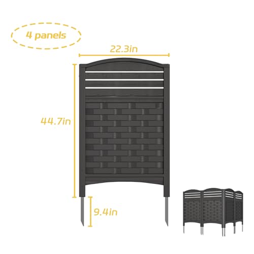 4 Panels Resin Privacy Screen with Metal Stake C91427