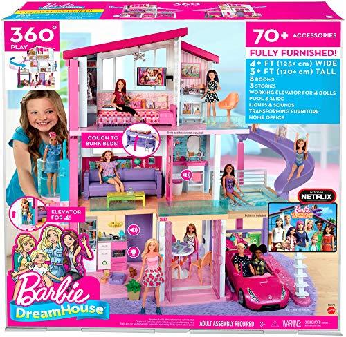 Dollhouse with Pool, Slide, Elevator, Lights, Sounds and 70+ Accessories P376